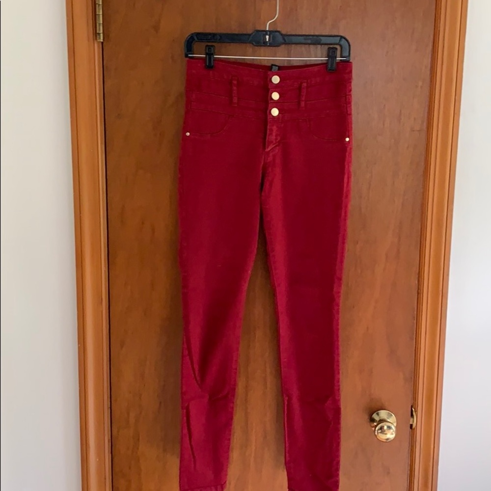 Dark Red High Wasted Jeans